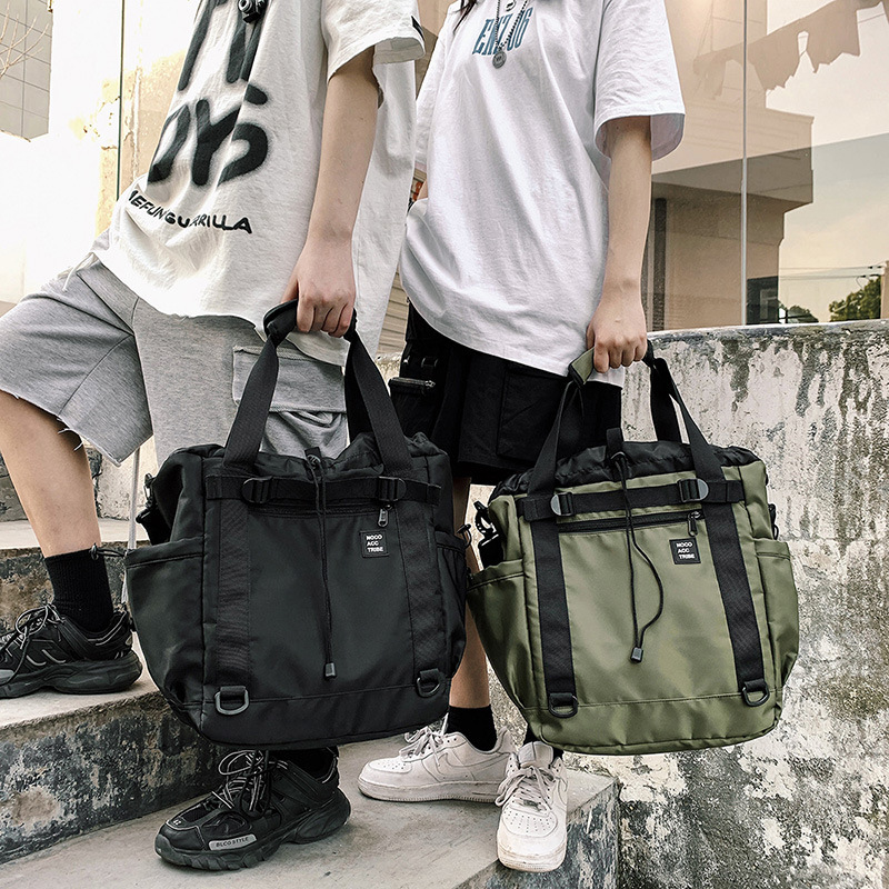 Handtasche für Damen und Herren ⎜ Robuste Freizeittasche mit Kordelzug und Außentaschen für Alltag und Outdoor