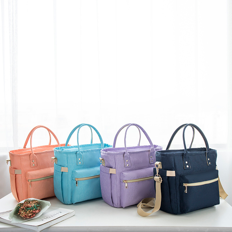 Lunchbag für Damen ⎜ Isolierte Tragetasche aus Oxford-Stoff mit Reißverschluss und vielseitigen Fächern