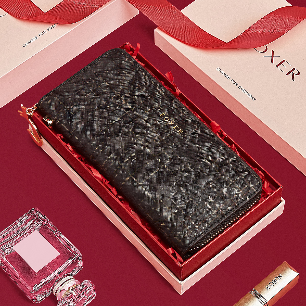 Münzbörse für Damen ⎜ Lange Clutch mit mehreren Kartenfächern und elegantem Design
