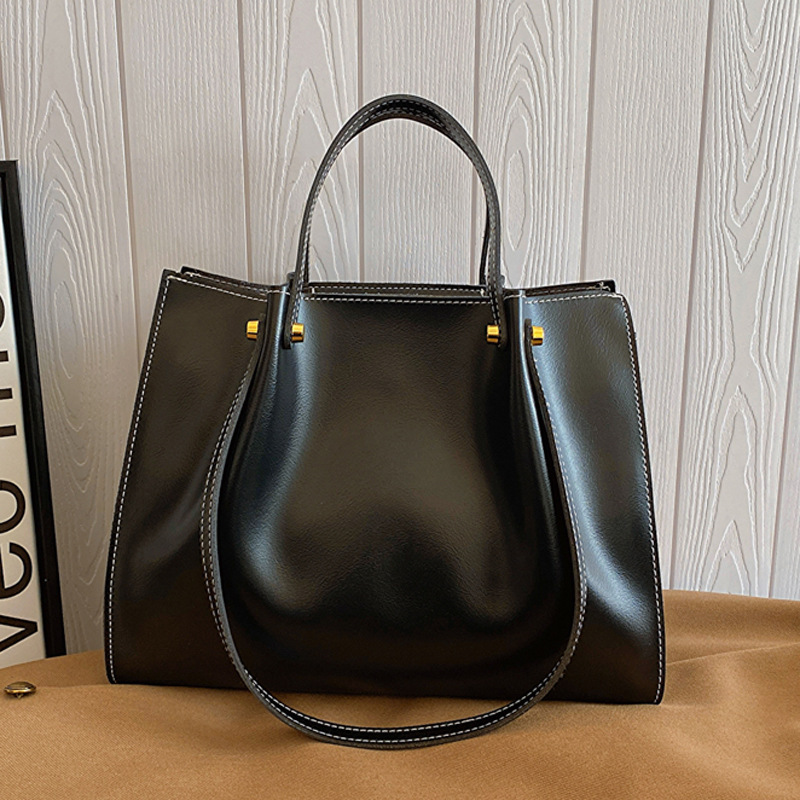 Handtasche für Damen ⎜ Stilvolle Schultertasche in Retro-Optik mit festen Henkeln für Büro und Alltag