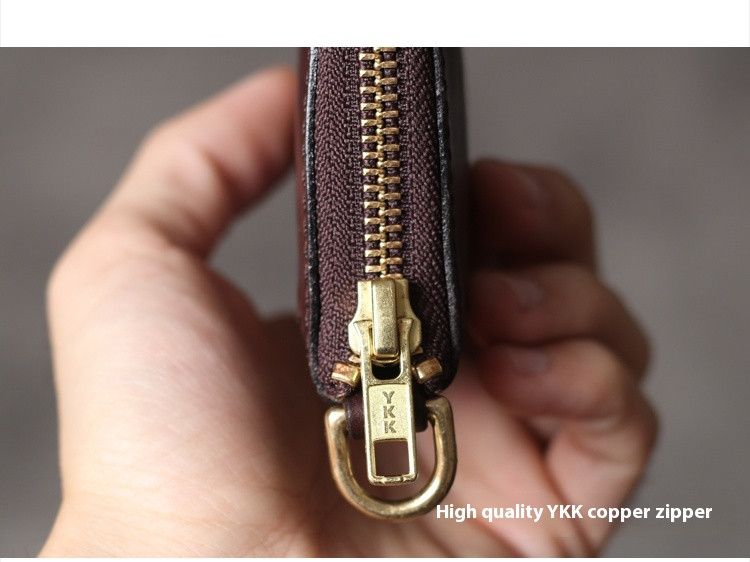 Lange Herren Geldbörse aus Leder ⎜ Retro Design mit Reißverschluss und vielen Kartenfächern