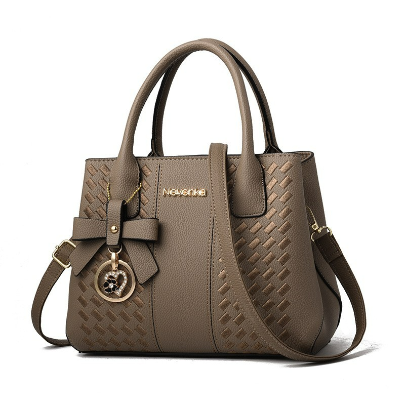 Damen Umhängetasche ⎜ Elegante Tragetasche mit Strukturmuster und Praktischem Doppelgriff