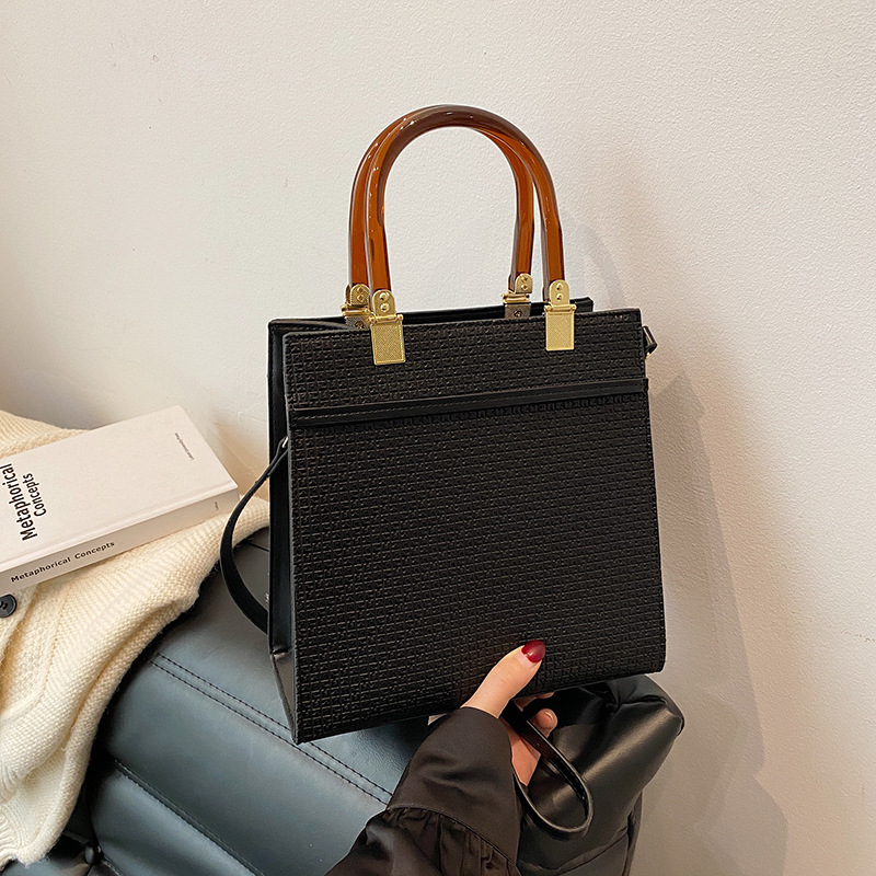 Handtasche für Damen ⎜ Elegante Tragetasche mit Strukturmuster und transparentem Griff für Büro und Alltag