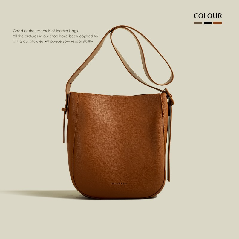 Umhängetasche mit Eimerform ⎜ Schlichte Schultertasche für Damen mit Großem Innenfach und Modernem Design