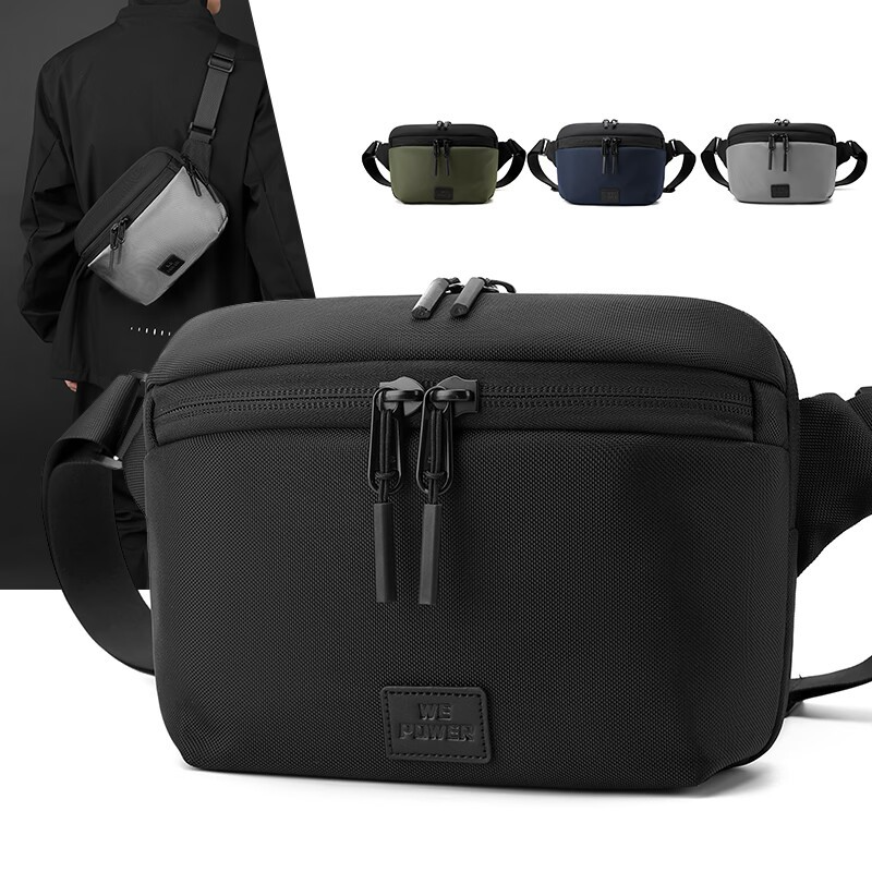 Bauchtasche für Herren ⎜ Sportliche Umhängetasche mit verstellbarem Gurt und Reißverschlussfächern für unterwegs