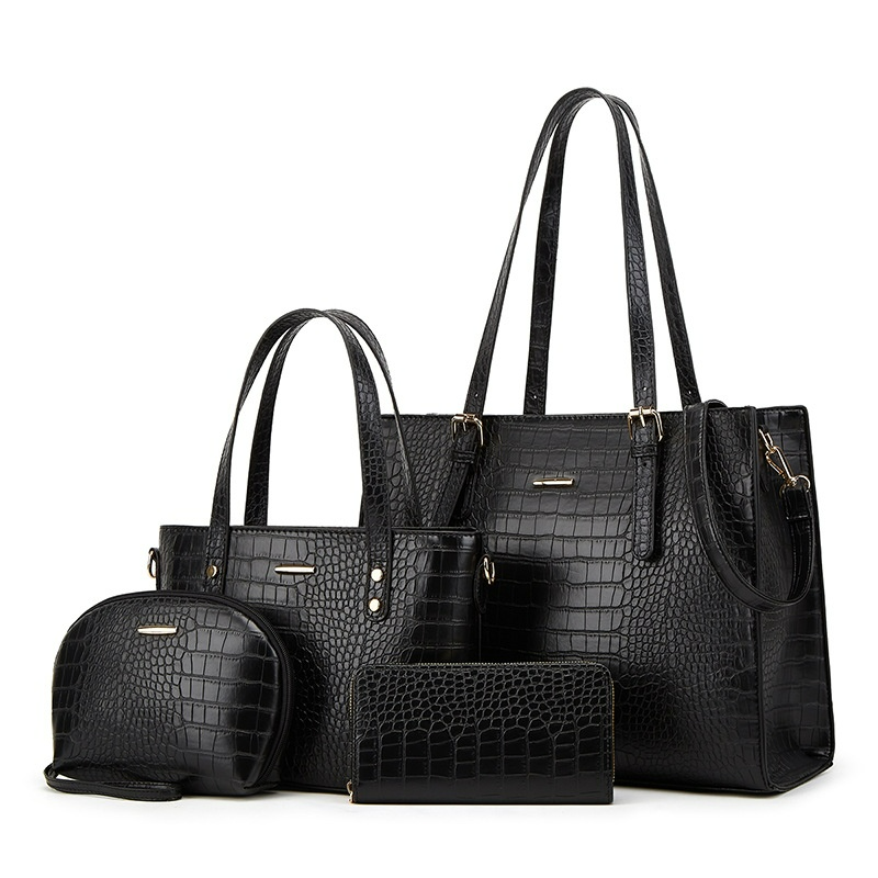 Taschenset für Damen ⎜ 4-teiliges Set mit Schultertasche, Handtasche, Kosmetiktasche und Portemonnaie