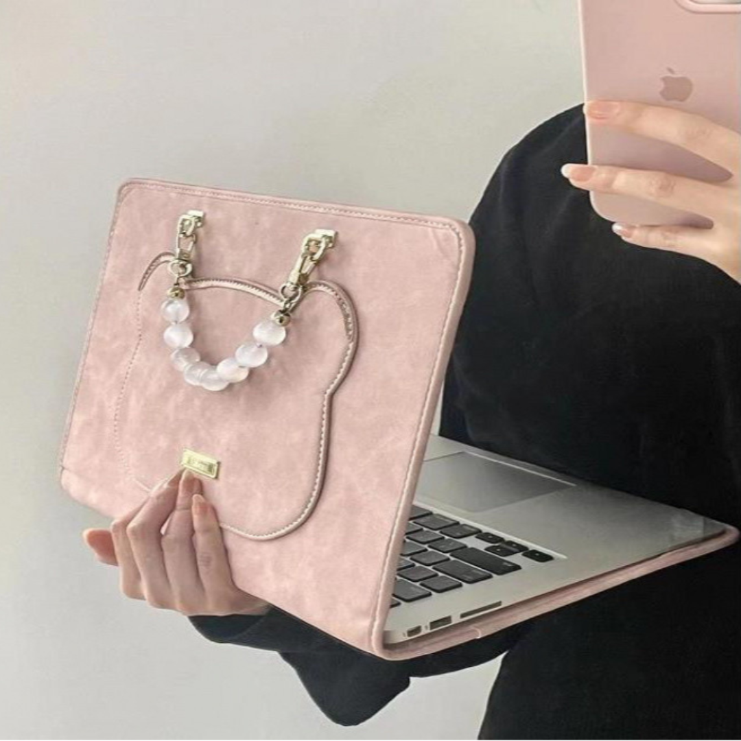 Laptoptasche für Damen ⎜ Verspielte Hülle mit Griff für Alltag und Büro