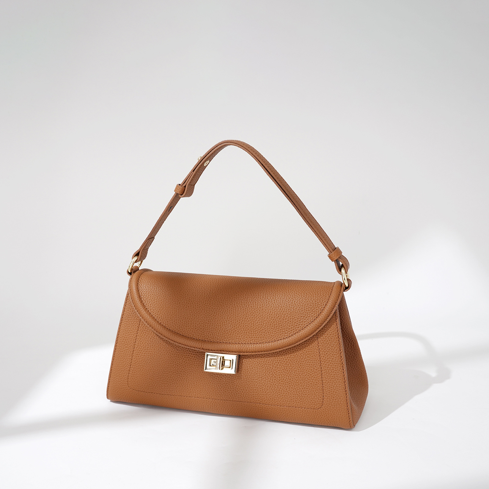 Schultertasche aus Echtleder für Damen ⎜ Elegante Unterarmtasche mit Drehverschluss für Alltag und Ausgehen