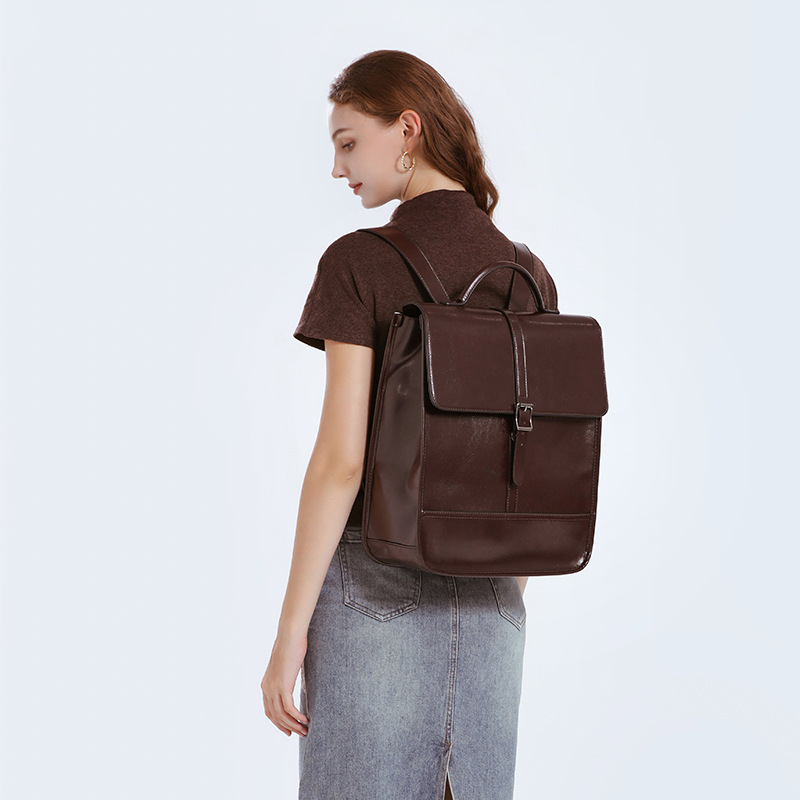 Reiserucksack Aus Leder Für Damen ⎜ Wasserabweisender Rucksack Im Britischen Stil Mit Verstellbaren Trägern
