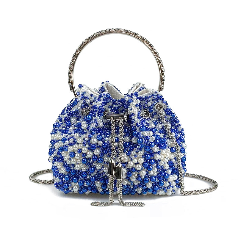 Damen Perlen-Beuteltasche ⎜ Elegante Umhängetasche mit Kordelzug für festliche Anlässe und besondere Events