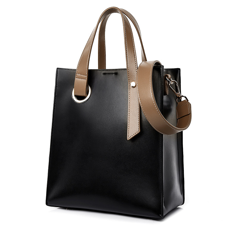 Schlichte Schultertasche für Damen ⎜ Elegante Leder Tasche mit Breitem Träger und Modernem Design