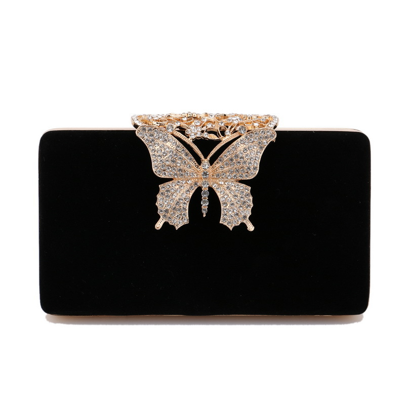 Abend-Clutch mit Schmetterlings-Applikation ⎜ Elegante Tasche aus Samt für festliche Anlässe