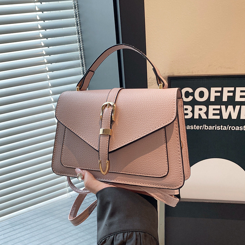 Damen Umhängetasche mit Schnalle ⎜ Elegante Handtasche in klassischem Design für Alltag und Ausgehen