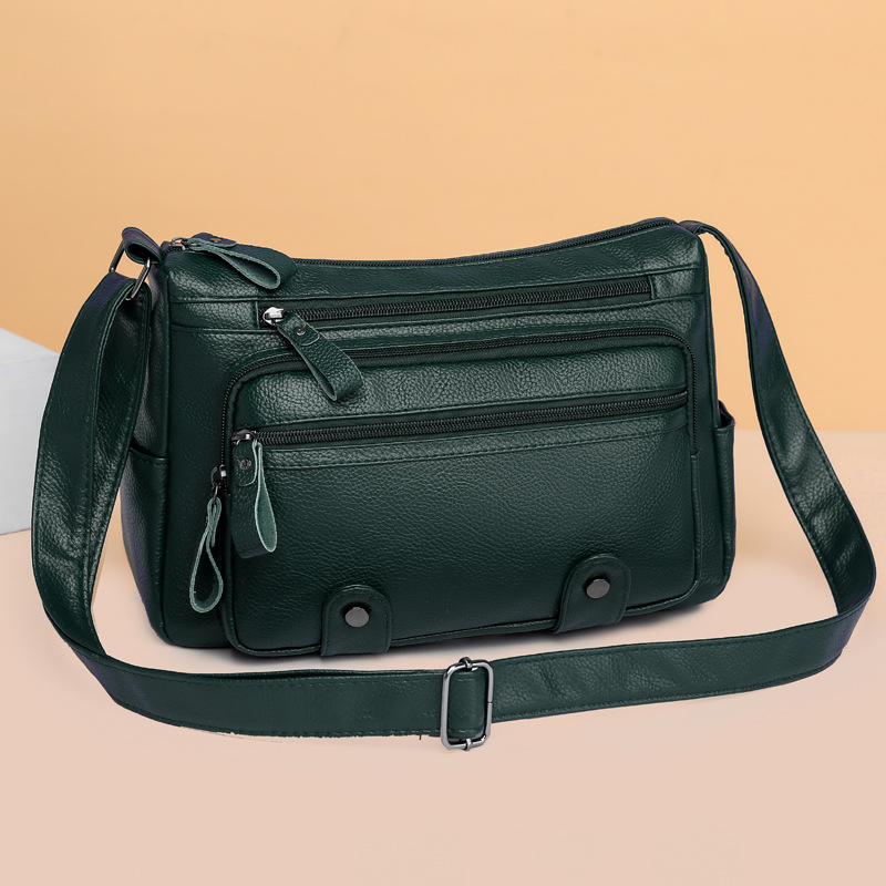 Schultertasche für Damen ⎜ Geräumige Umhängetasche im Retro-Stil mit Reißverschlussfächern für Alltag und Büro