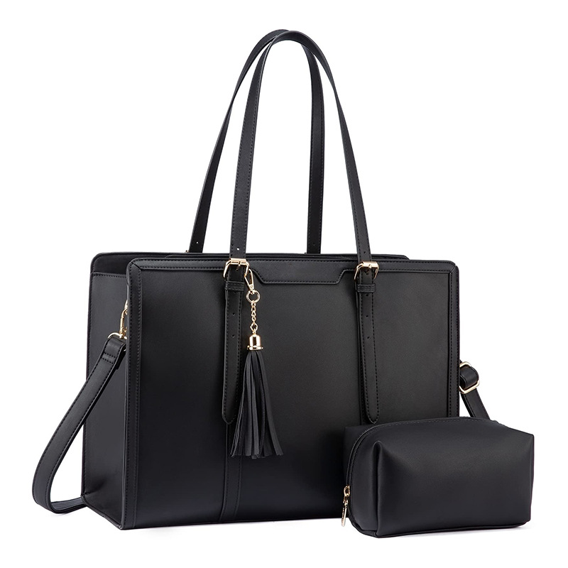 Damentasche für Laptop ⎜ Stilvolle Leder-Schultertasche mit praktischen Fächern und modernem Design