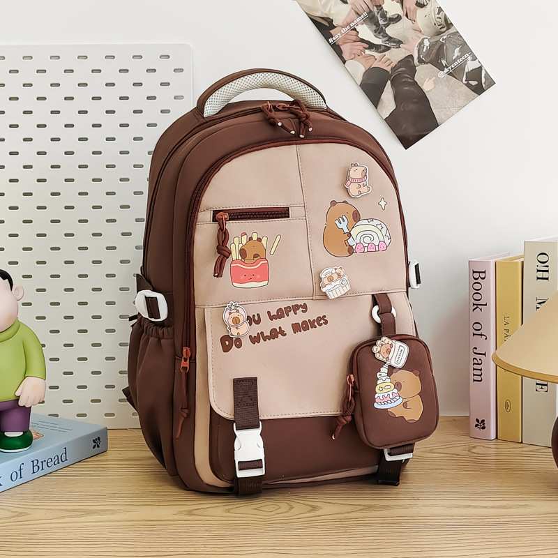 Damen Rucksack mit Cartoon-Print ⎜ Großer Schulrucksack mit viel Stauraum für Alltag und Freizeit