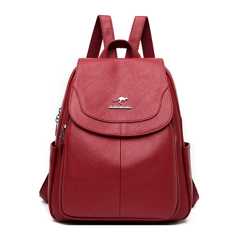 Damen Rucksack für Freizeit und Reisen ⎜ Bequemer Tagesrucksack aus Leder mit Außenfächern und Reißverschluss