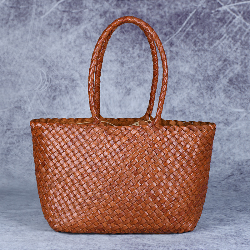 Damen Handtasche im Flechtstil ⎜ Robuste Tragetasche aus Lederoptik für Alltag und Freizeit
