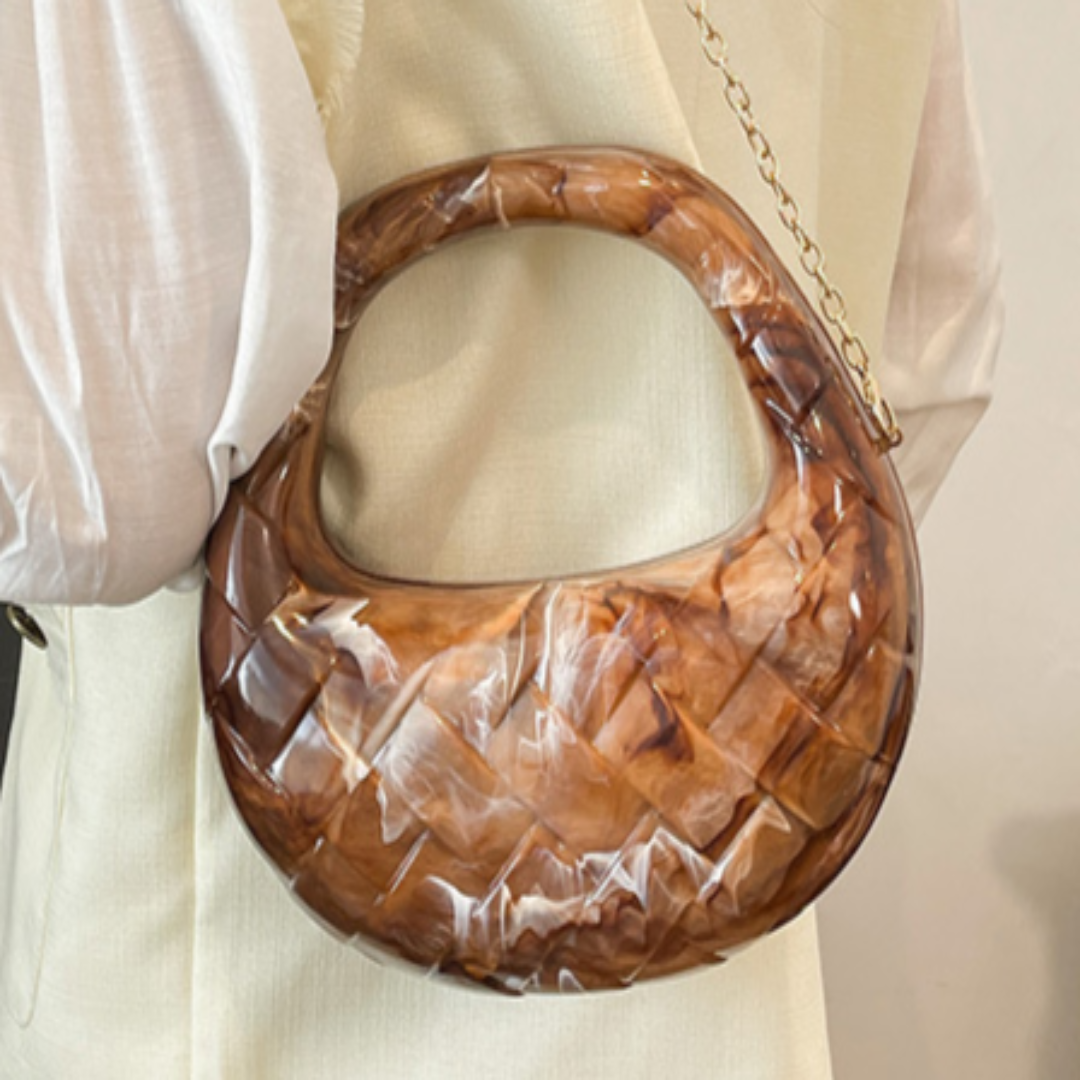 Elegante Dumpling Bag für Damen ⎜ Glänzende Henkeltasche mit Rhombus-Muster für besondere Anlässe