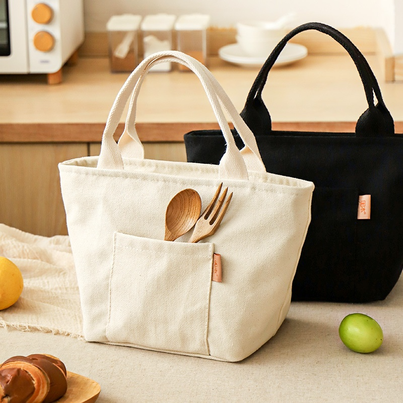Lunchbag aus Canvas ⎜ Isolierte Tragetasche mit Aluminiumfolie für Schule, Büro und unterwegs