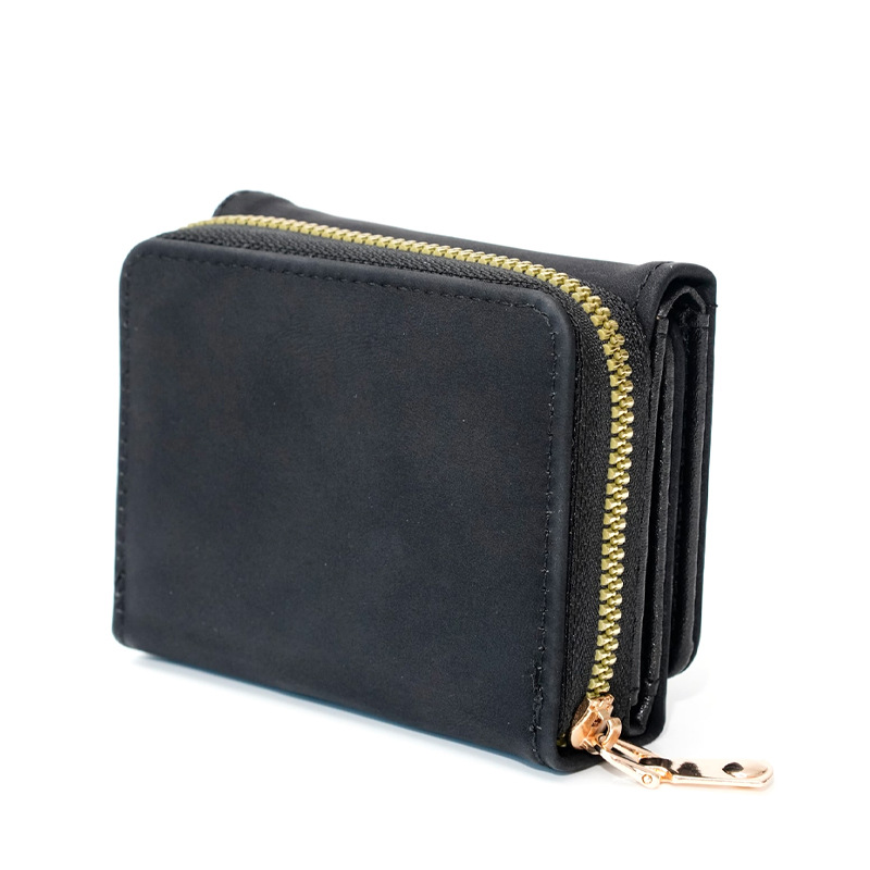 Damen Geldbörse mit Rundum-Reißverschluss ⎜ Kompakte Brieftasche in schlichter Optik für Karten und Münzen