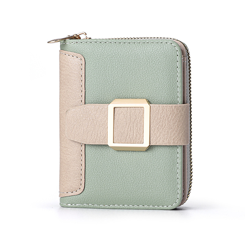 Damen Geldbörse mit Schnalle ⎜ Kompakte Reißverschluss-Brieftasche im Hochformat mit Karten- und Münzfach