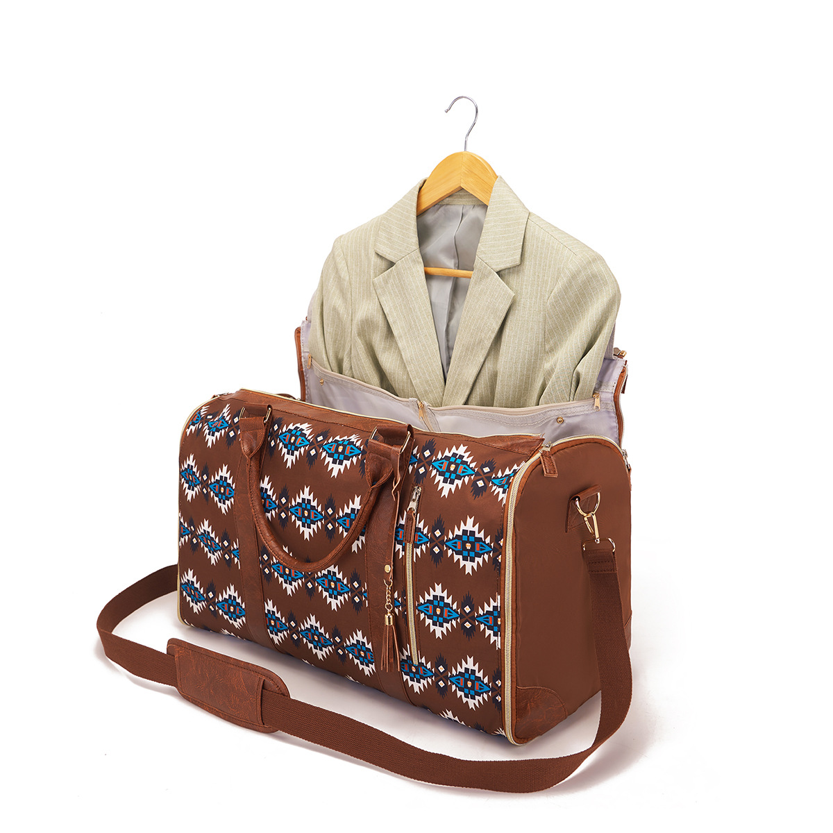 Reisetasche für Damen und Herren ⎜ Geräumige Weekender-Tasche mit Ethno-Muster und Schultergurt für Kurztrips