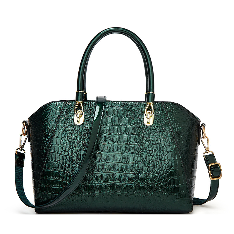 Handtasche für Damen ⎜ Elegante Schultertasche in Krokolederoptik mit Tragegriff und abnehmbarem Riemen für Alltag und Büro
