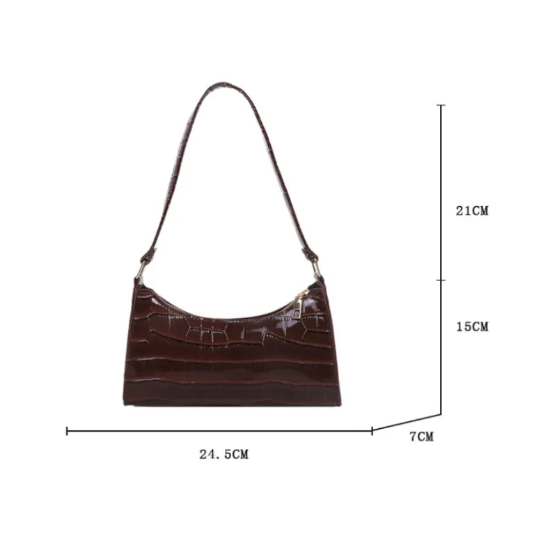 Prägte Schultertasche für Damen ⎜ Elegante Umhängetasche mit Kroko-Optik und Farbintensivem Design
