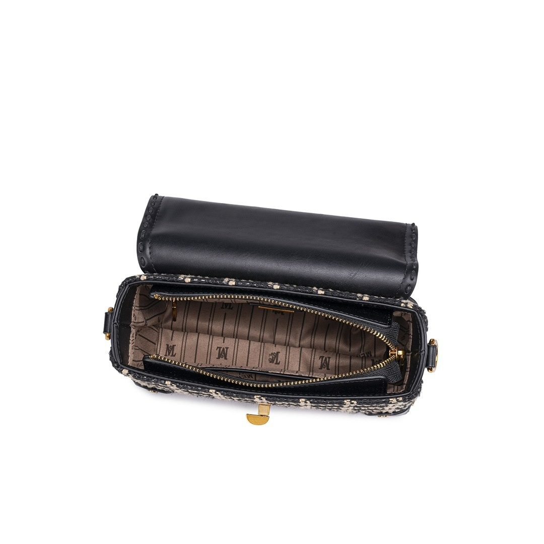 Umhängetasche für Damen ⎜ Kleine Karotasche mit Hahnentrittmuster und Tragegriff für elegante Outfits