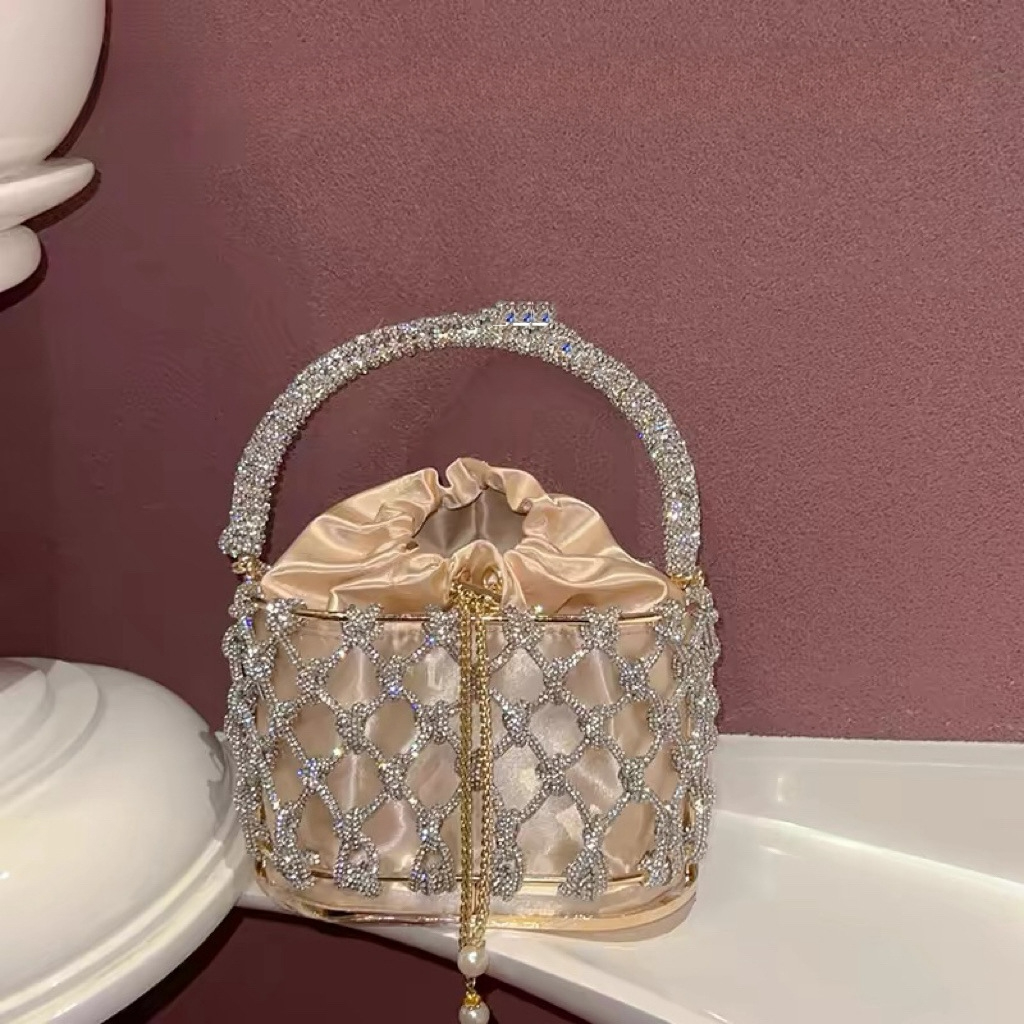 Abendtasche für Damen ⎜ Elegante Handtasche mit Satinfutter und funkelndem Netzdesign für besondere Anlässe