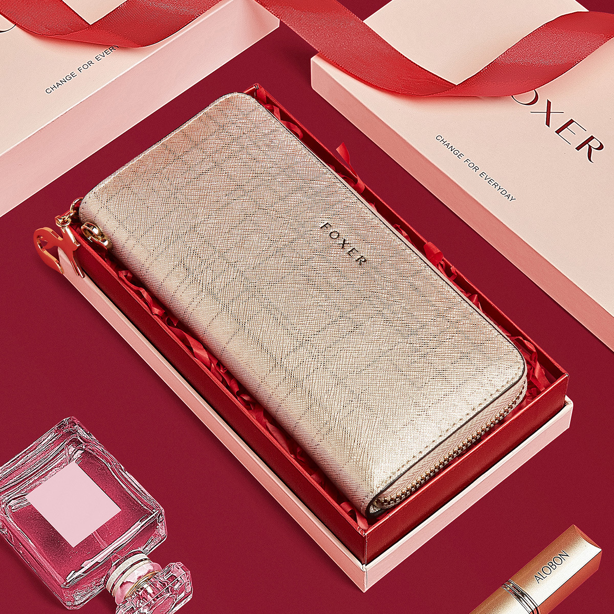 Münzbörse für Damen ⎜ Lange Clutch mit mehreren Kartenfächern und elegantem Design