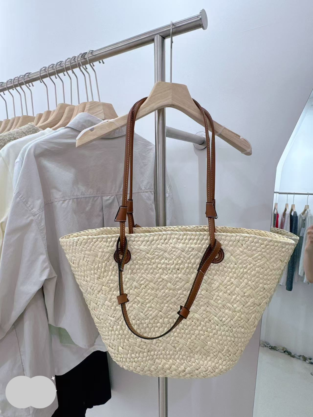 Große Stroh Schultertasche für Damen ⎜ Retro Geflochtene Tragetasche mit Viel Stauraum und Langen Griffen
