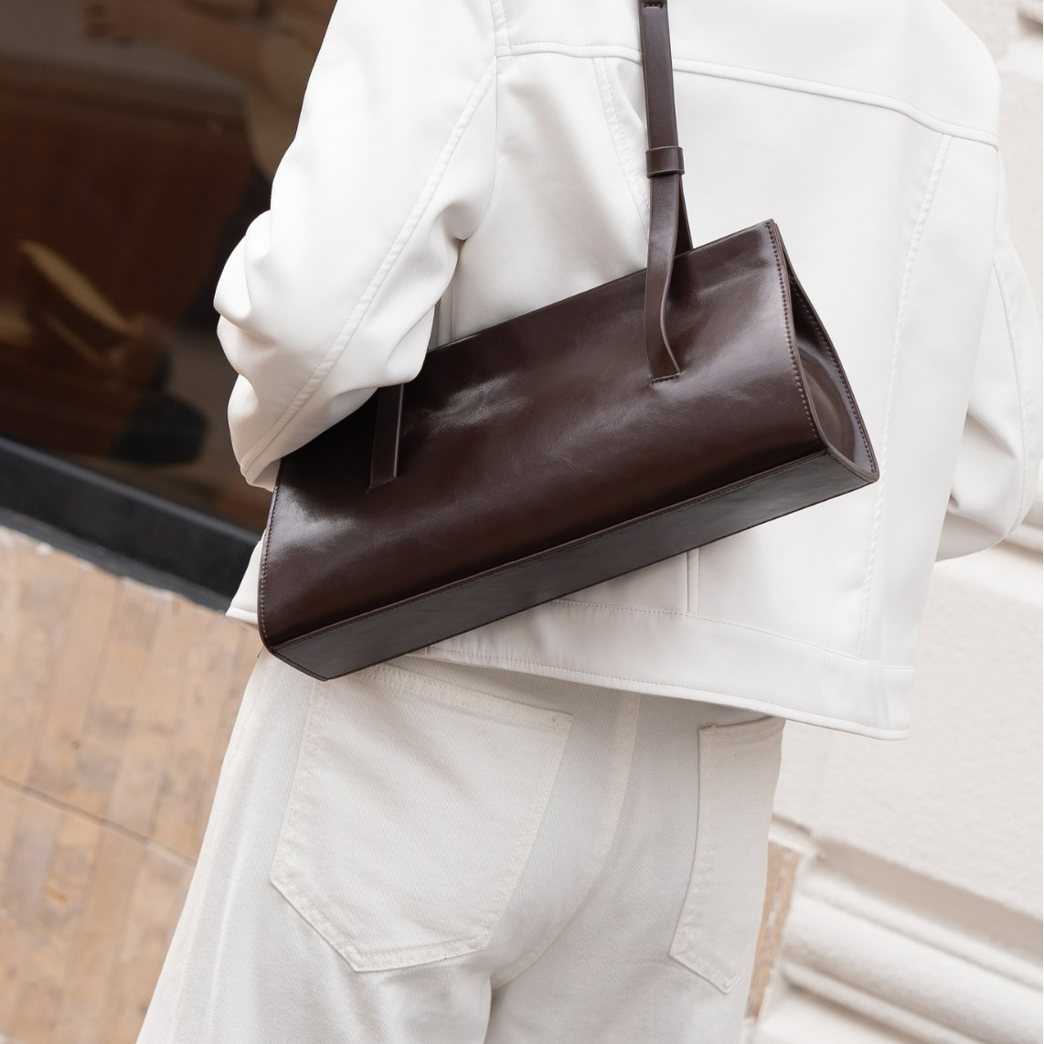Schultertasche für Damen ⎜ Elegante Underarm-Bag in Lederoptik mit langem Henkel für Alltag und Büro-Outfits
