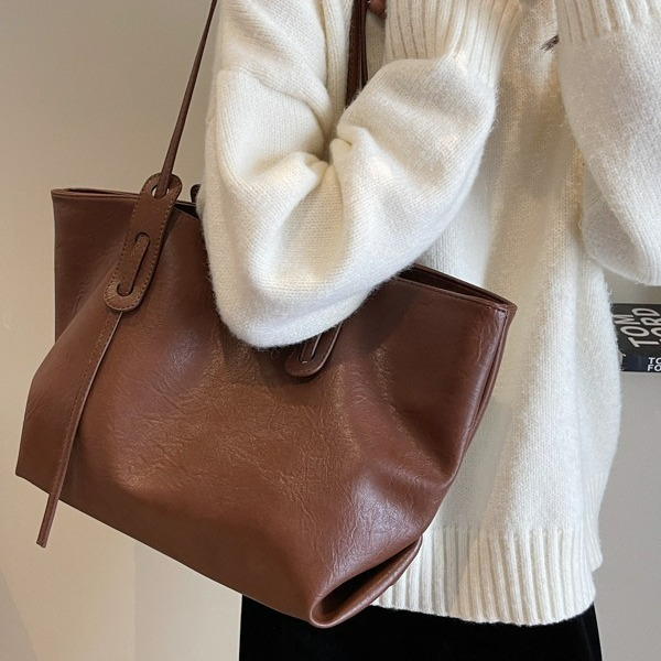 Shopper Tasche für Damen ⎜ Modische Schultertasche in Lederoptik mit großem Stauraum für Alltag und Büro