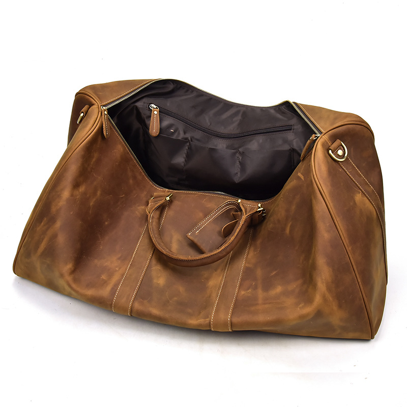 Leder Reisetasche für Herren ⎜ Robuste Umhängetasche mit verstellbarem Riemen und Stauraum