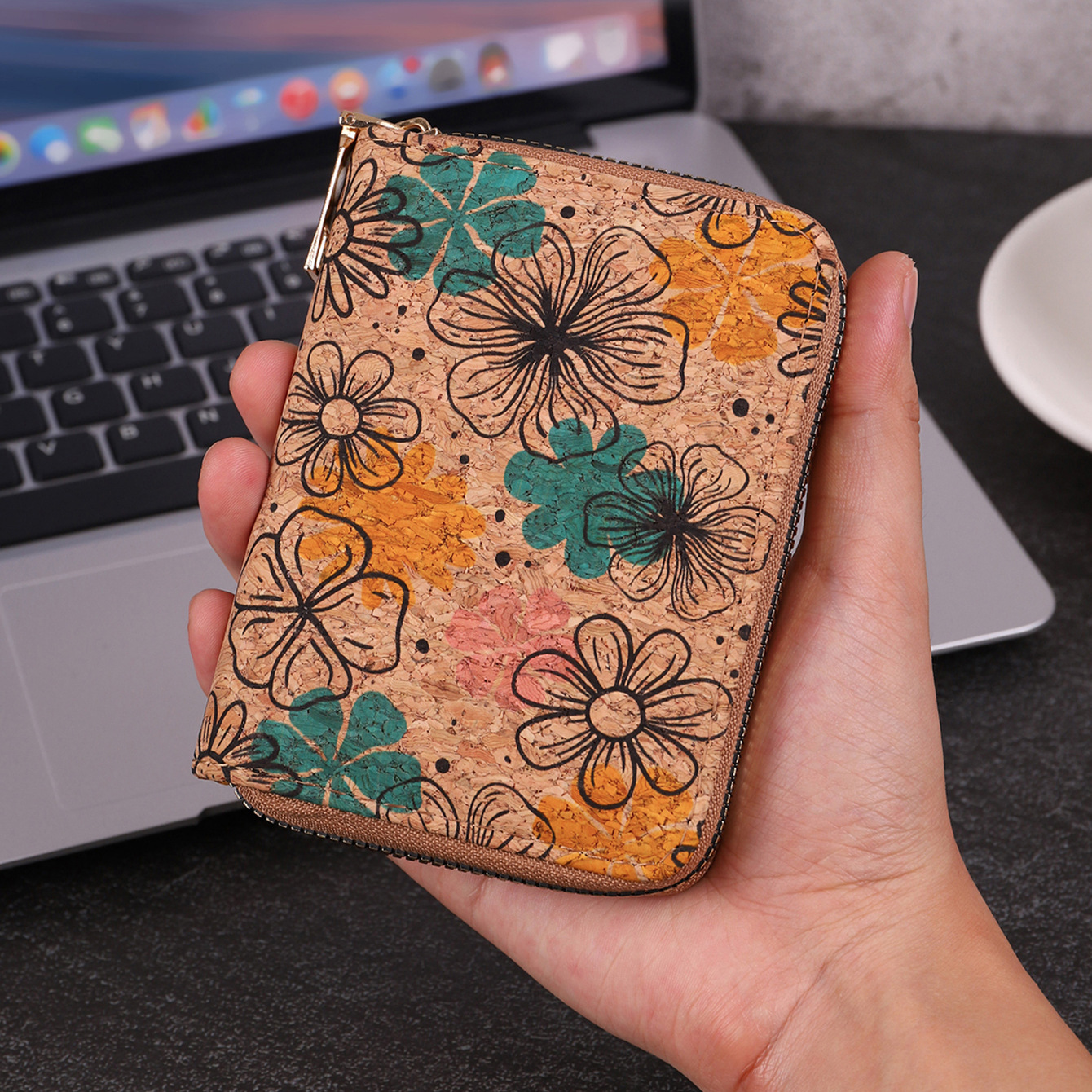 Kartenetui mit Reißverschluss ⎜ Kompakte Retro-Geldbörse für Damen und Herren im bunten Mandala-Design