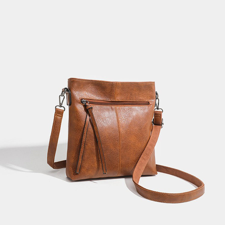 Umhängetasche für Damen und Herren ⎜ Schlichte Schultertasche aus Kunstleder im Retro-Stil für Alltag und Reise