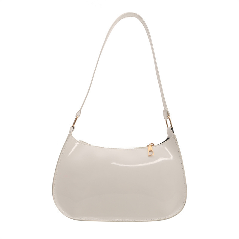 Schultertasche für Damen ⎜ Glänzende Umhängetasche aus Lackleder für Alltag und Ausgehen