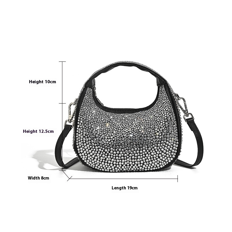 Abendtasche für Damen ⎜ Glitzernde Schultertasche mit Strassbesatz für Party, Event und besonderen Anlass