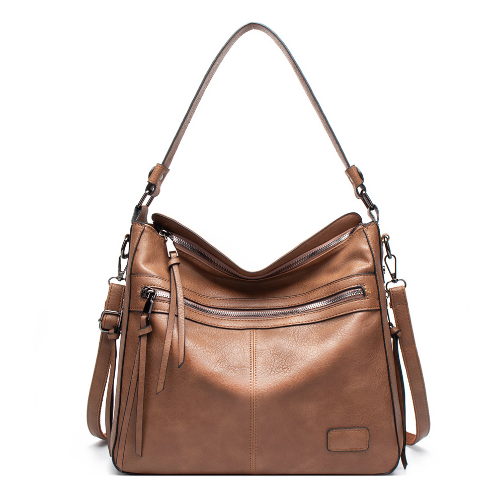 Schultertasche mit Reißverschluss ⎜ Modische Umhängetasche für Damen mit Kleiner Extra-Tasche und Riemen
