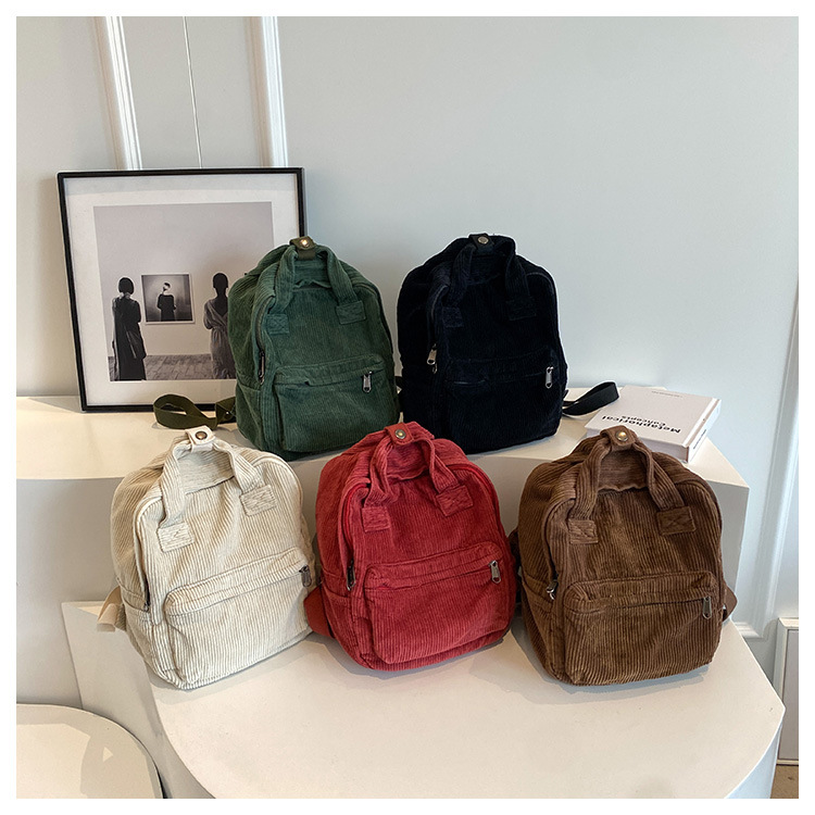 Kord-Rucksack für Damen ⎜ Modischer Mini-Rucksack aus weichem Cord mit verstellbaren Schulterriemen