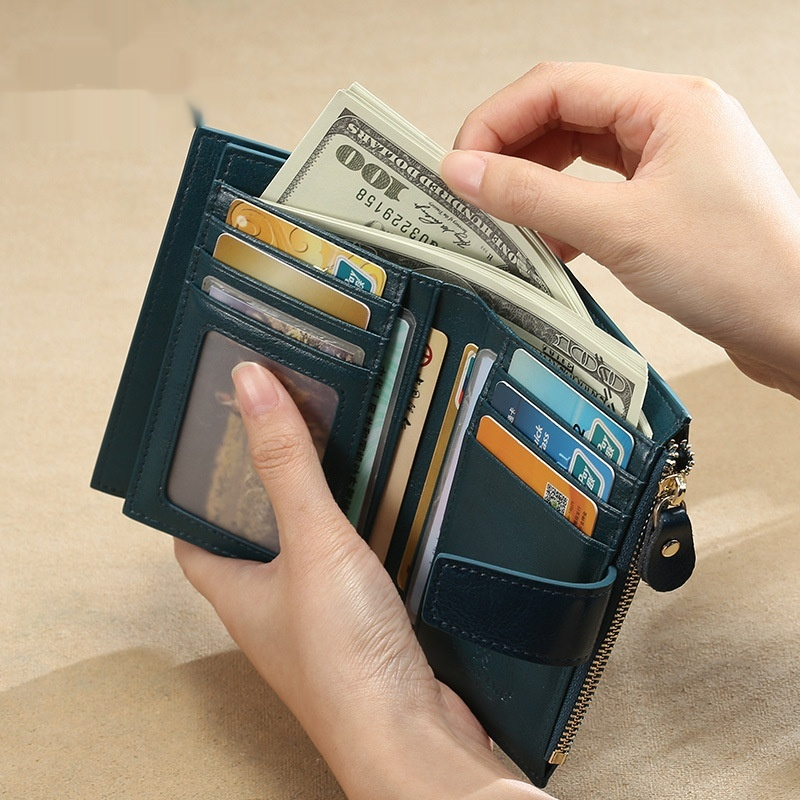 RFID Geldbörse für Damen ⎜ Multifunktionale Brieftasche mit Reißverschluss und Diebstahlschutz