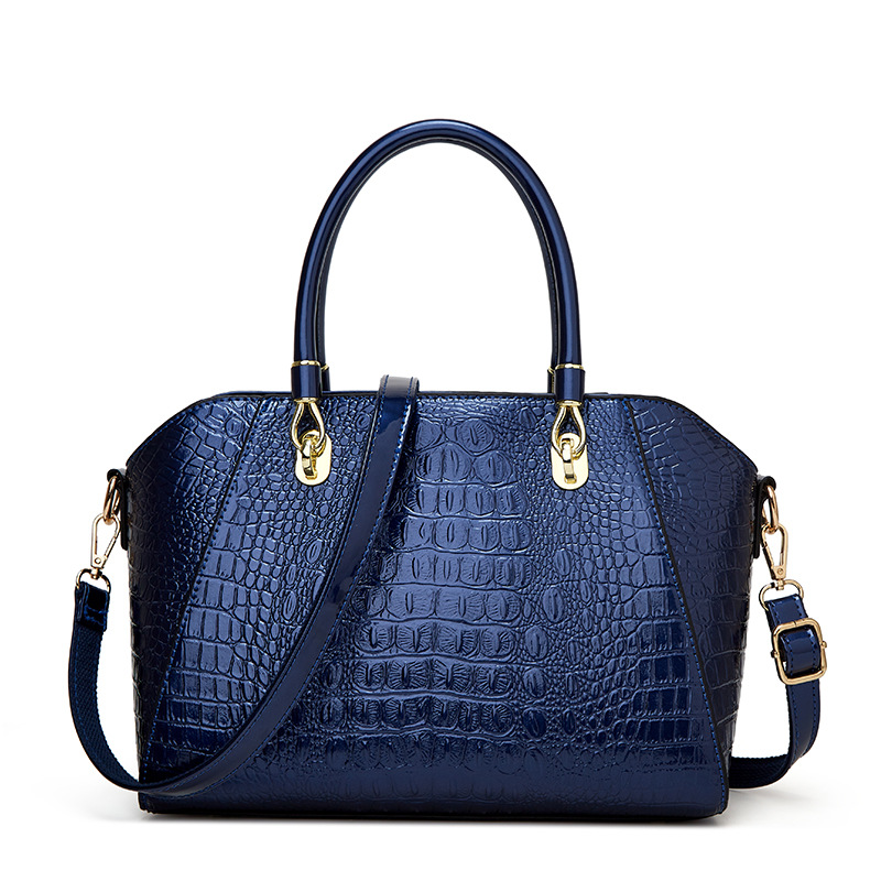 Handtasche für Damen ⎜ Elegante Schultertasche in Krokolederoptik mit Tragegriff und abnehmbarem Riemen für Alltag und Büro