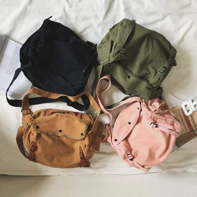 Rucksack für Damen ⎜ Lässiger Canvas-Rucksack im Faltenstil mit verstellbaren Trägern für Alltag und Freizeit