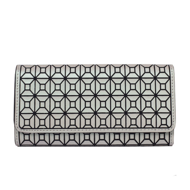 Damen Handy-Geldbörse im Langformat ⎜ Dreifach faltbare Brieftasche mit geometrischem Muster und Kartenfächern