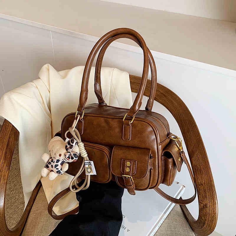 Damen Schultertasche Mit Fronttaschen ⎜ Geräumige Boston Bag Für Alltag Und Freizeit