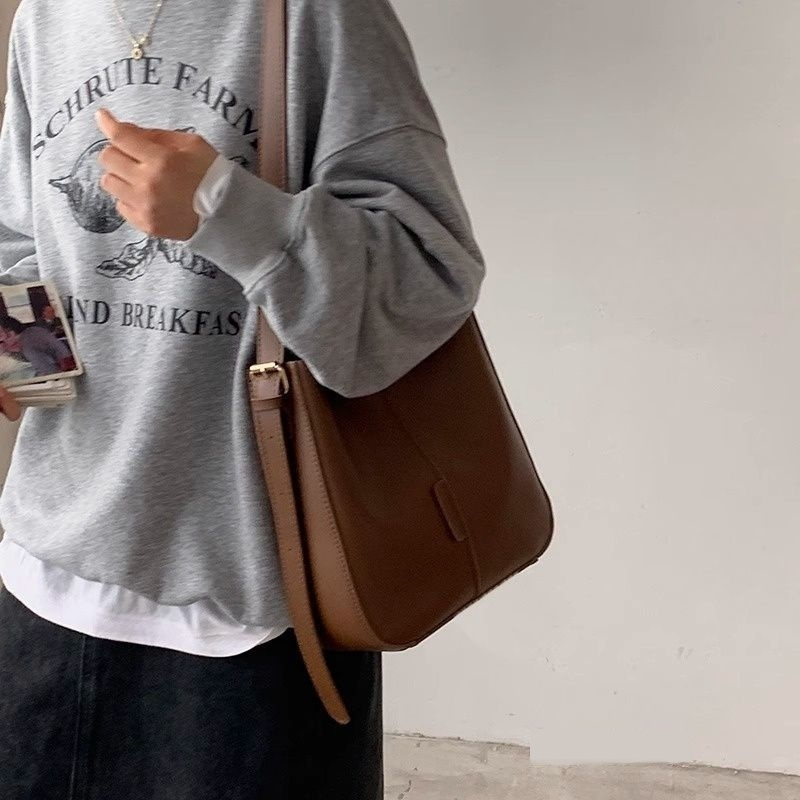 Umhängetasche mit Großer Kapazität ⎜ Vintage Crossbody Bag aus Kunstleder mit Verstellbarem Gurt