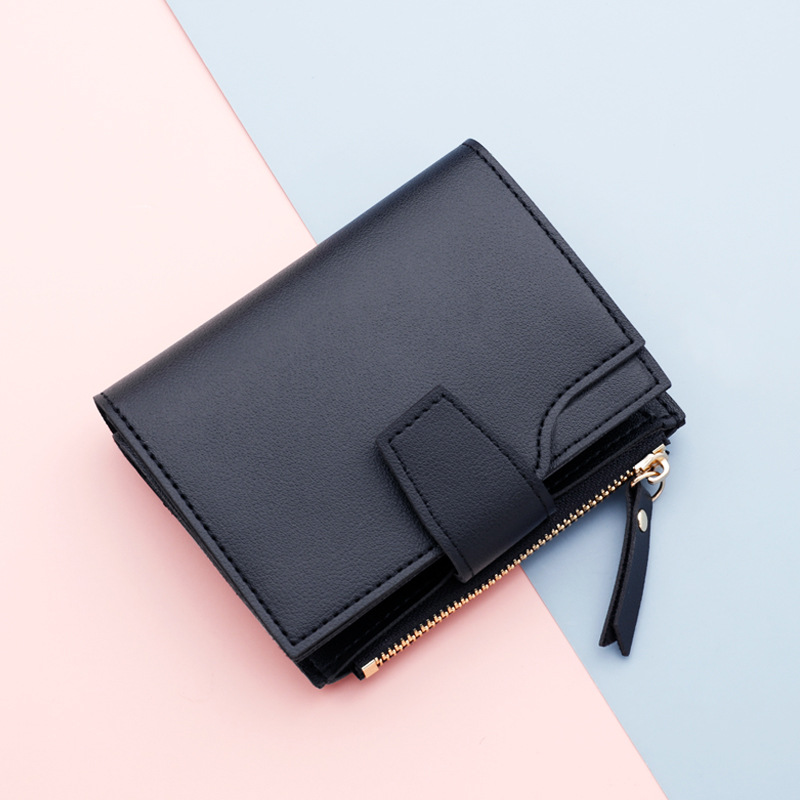 Damen Geldbörse mit Reißverschluss ⎜ Kurze Brieftasche mit mehreren Kartenfächern und schlichtem Design