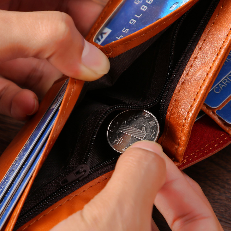 Herren Geldbörse mit Druckknopf ⎜ Zweifach faltbare Brieftasche im Dollar-Design mit Kartenfächern